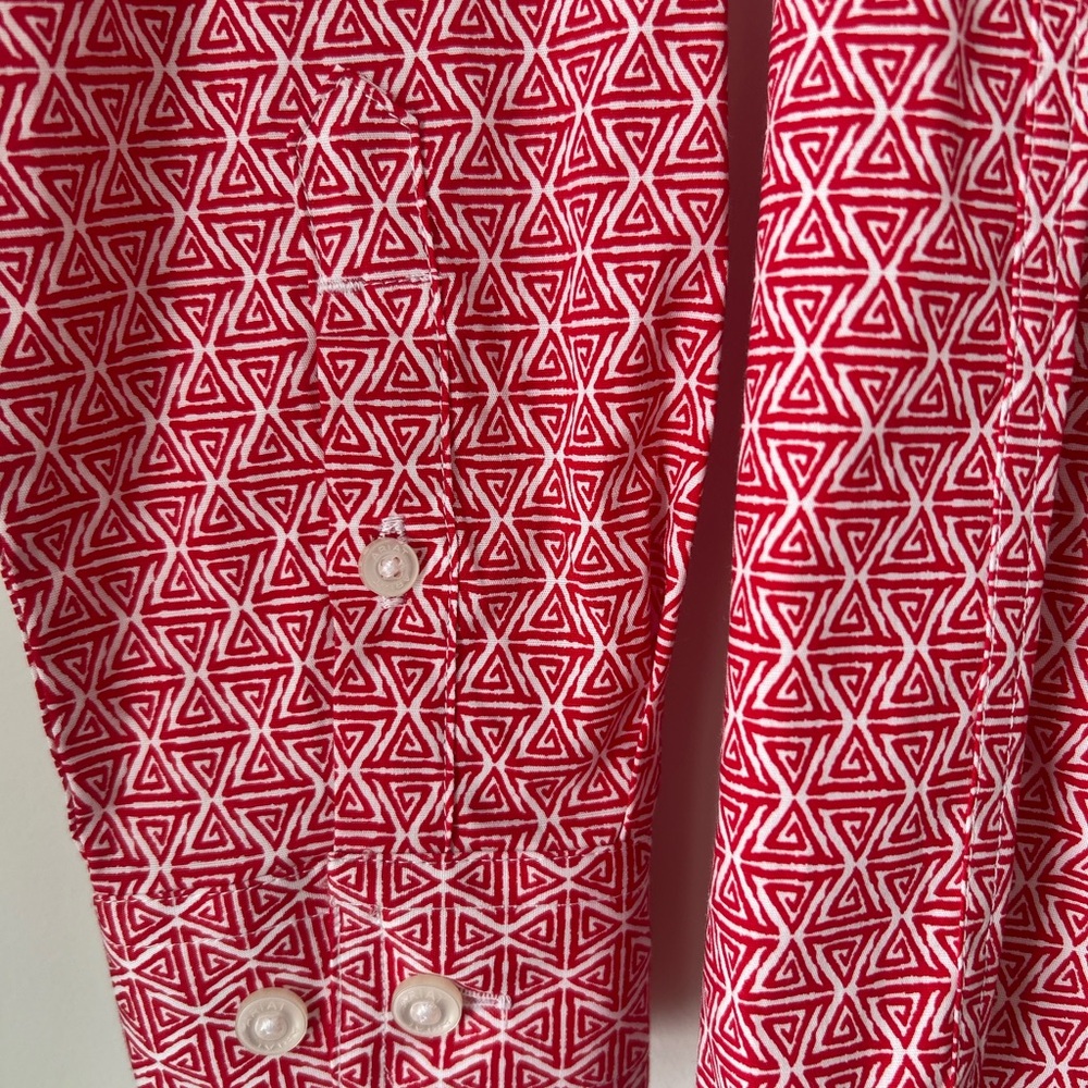 Ariat Boy’s Long Sleeve Button Down Red Geometric Classic Fit Shirt New-Sz.10/12 - Picture 7 of 10